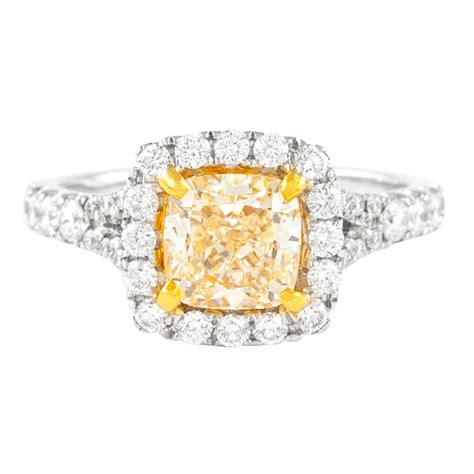 Alexander 2.16ctt Yellow Diamond and Diamond Floral Bypass Ring 18k Two ...