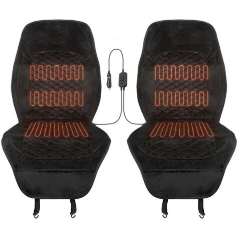 Stalwart Heated Seat Covers for Cars, 2-Pack - Universal 12V Heating Pads with Independent High ...