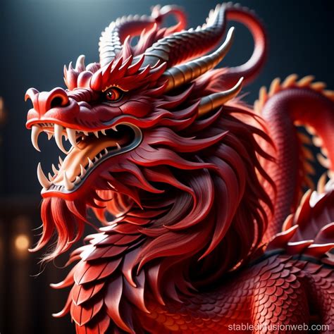 Red Chinese Dragon with Long Beard | Stable Diffusion Online