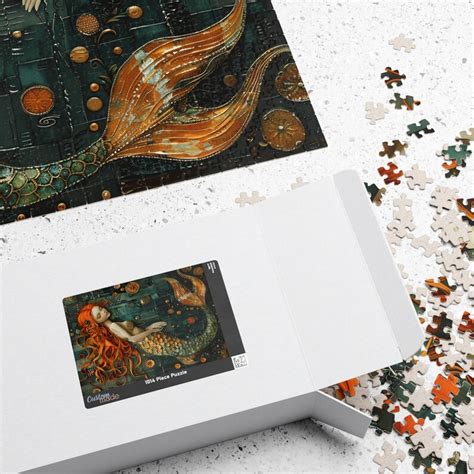 Beautiful Young Mermaid With Red Hair Jigsaw. Boho Orange Water Nymph ...