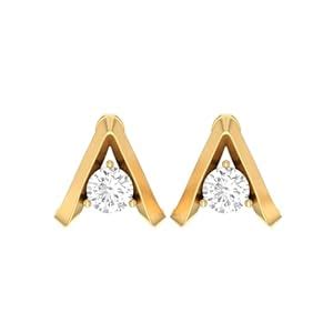 Mabel 925 Sterling Silver, 18 Kt Gold Plated Reverse V Solitaire Studs ...