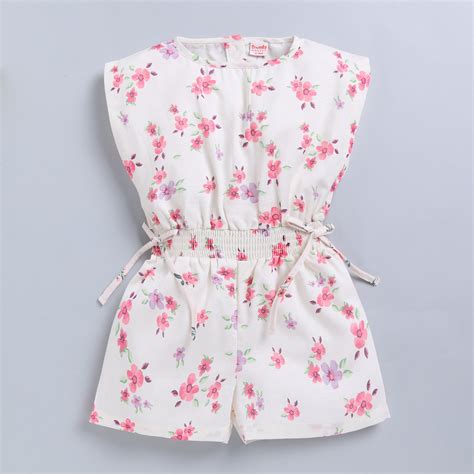 Cute Floral Print Jumpsuit for Toddler Girls | 100% Cotton – SNUGGLY MONKEY