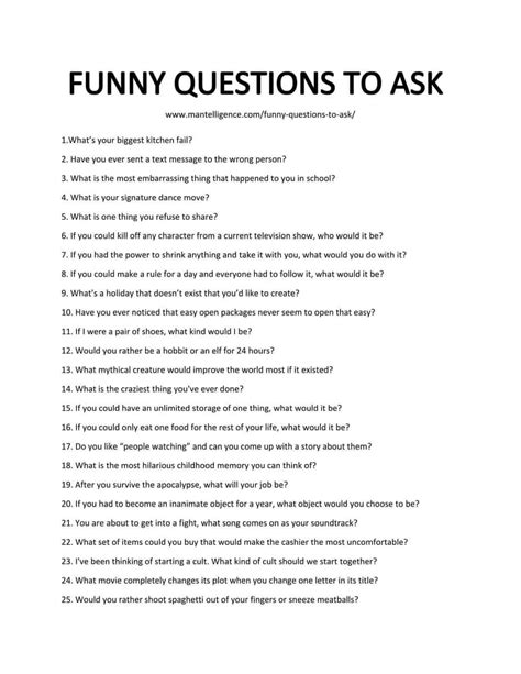 115+ Funny Questions to Ask Anyone (Girls, Guys, Friends) | Getting to ...
