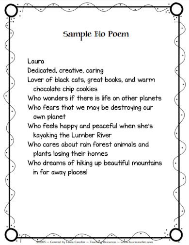 Image result for Bio Poem Examples