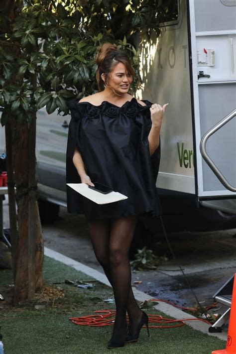 Chrissy Teigen on a Film Set in LA 10/17/2022 • CelebMafia