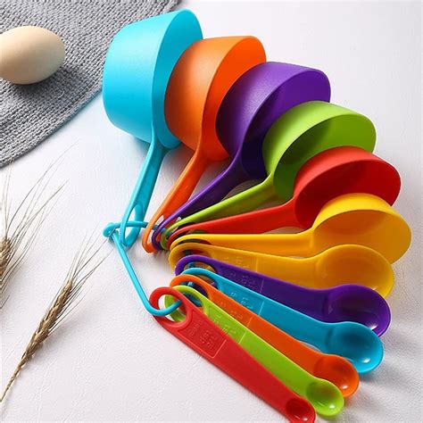 Wolpin (Set of 12 Pieces) Plastic Measuring Cups and Measuring Spoons ...