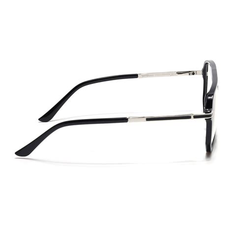EyeJack Titex Shine Black & Silver Wayfarer Eyeglasses for Men & Women ...