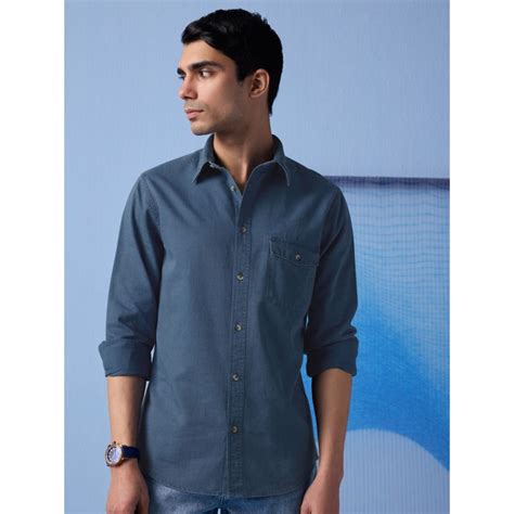 Buy Andamen Regular Fit Navy Blue Men Full Sleeve Timeless Shirt Online