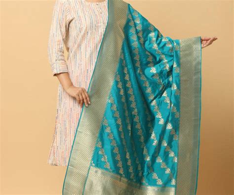 Buy Rama Colour Woven Design Dupatta New Collection