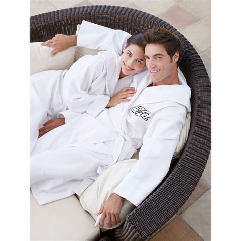 His and Hers Hooded Bathrobes | Set of Two Spa Robes with Hoods with H ...