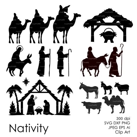 Nativity Scene Silhouette Template