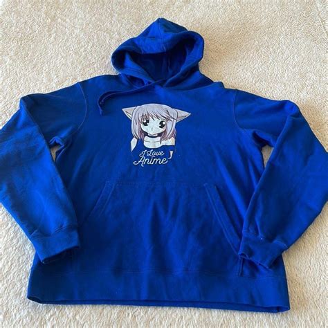 Men's Blue and White Hoodie | Depop