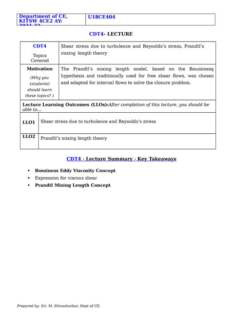 HYE CDT4 Summary 4CE1 MSS 2022-23 - Department of CE, KITSW 4CE2 AY ...