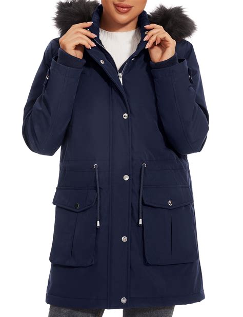 Women's Parka Coat Hooded Warm Parka Jacket Long Winter Coat with ...