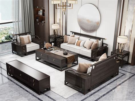 新中式禅意实木客厅沙发 新中式客厅沙发组合 新中式高端沙发定制（7）_儒匠家具
