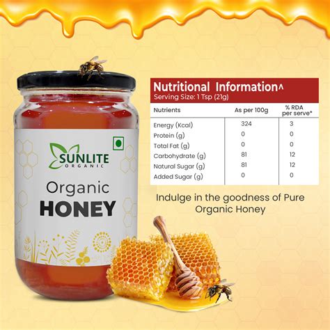 Sunlite Organic Raw Organic Honey Glass Bottle 100% Pure I NMR Tested,