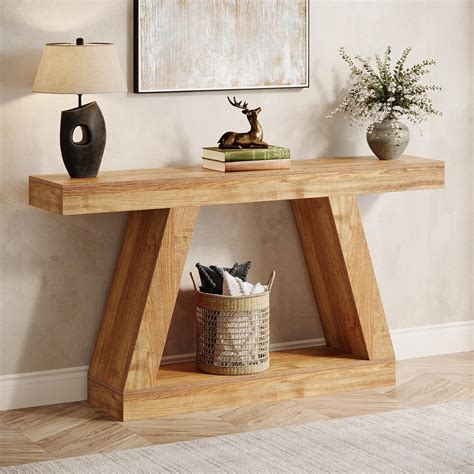 Tribesigns Farmhouse Console Table, 55-Inch Rustic Sofa Table with ...
