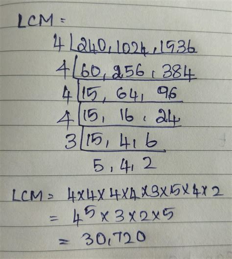 Lcm and hcf of 240 1024 1536 - Brainly.in