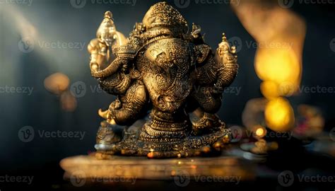 focus on statue of Lord Ganesha, Ganesha Festival. Hindu religion and ...
