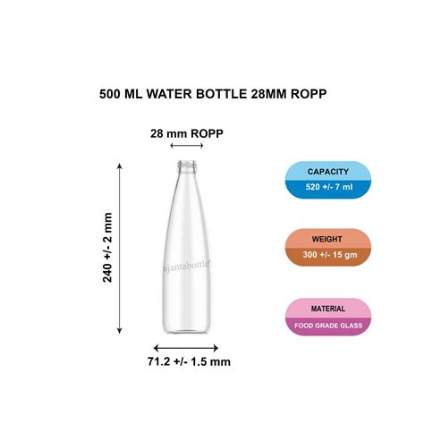 500 ml Water Glass Bottle | 28 mm ROPP - Ajanta Bottle Pvt Ltd