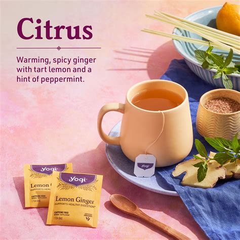Yogi Tea Lemon Ginger, Caffeine-Free Organic Herbal Tea Bags, 16 Count ...