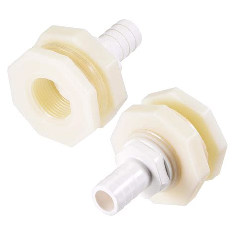 uxcell Bulkhead Fitting Adapter 16mm Barbed x G3/4 Female ABS White for ...