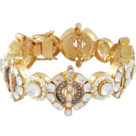 Gold Plated Kundan Openable Cuff – Nepra