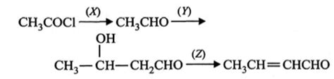 Fill in the reagents for the given conversion: X Y Z (a) Pd/BaSO4 dil ...