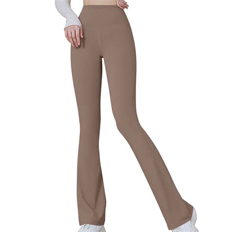 Munlar High Waist Womens Yoga Pants Khaki Bootcut Slim Fit Leggings ...