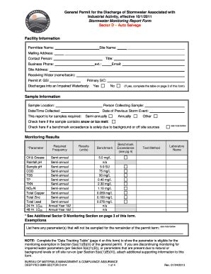 Fillable Online ct Stormwater Monitoring Report Form Sector B - mines ...
