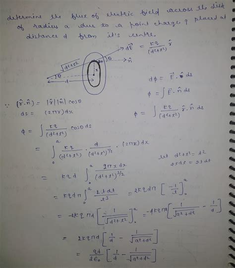 Electricity find the flux through a circular disc (r)
