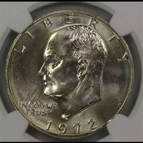 1972-SAN FRANCISCO Dollar Eisenhower 40% Silver NGC MS-65 SILVER ERROR ...