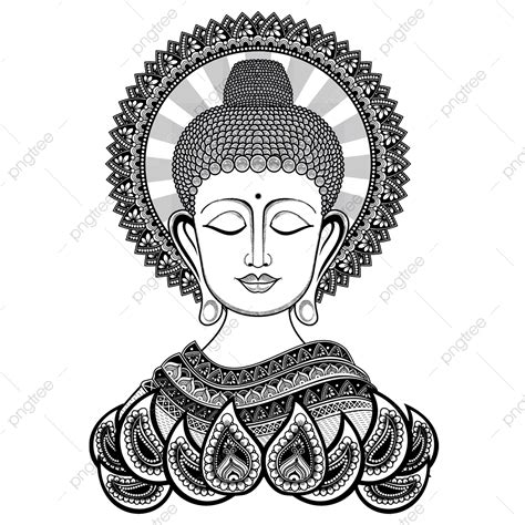 Gautama Buddha, Mandala, Black And White, Buddha PNG and Vector with ...