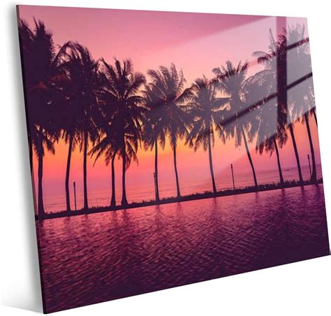 Buy PRN102JYXA Sunset with silhouette Palm trees Pastel Style Acrylic ...