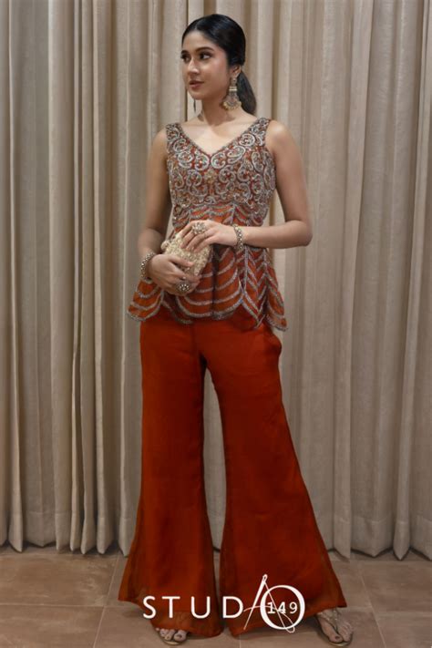 Designer peplum top and pants in rust| Designer Wear | Studio 149 ...