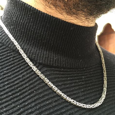 20 inch Mens Box King Byzantine Chains Necklaces 925 Sterling Silver 3 ...
