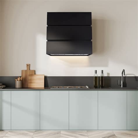 Akicon 36-in Ducted 600-CFM Jet Black Wall-Mounted Range Hood with ...