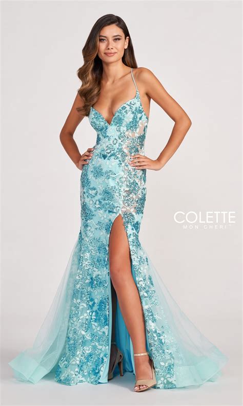 Sheer-Sides Colette Long Sequin Prom Dress - PromGirl