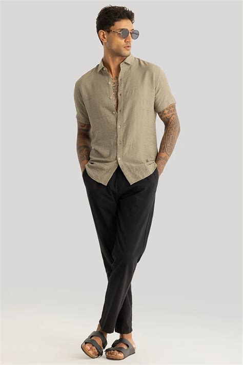 Buy Men's Francesca Beige Embroidered Shirts Online | Snitch – SNITCH