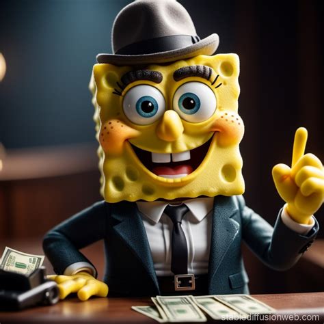 Spongebob Gangster with Money and Suit | Stable Diffusion Online