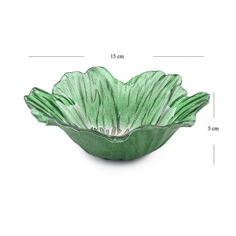 Shop Set of 2 Green and Gold Floral Shaped Glass Small Bowls - at Best ...