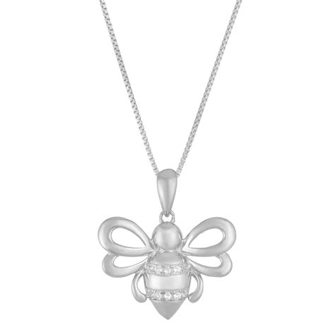 Gemminded 10k Sterling Silver Diamond Accented Bee Pendant Necklace