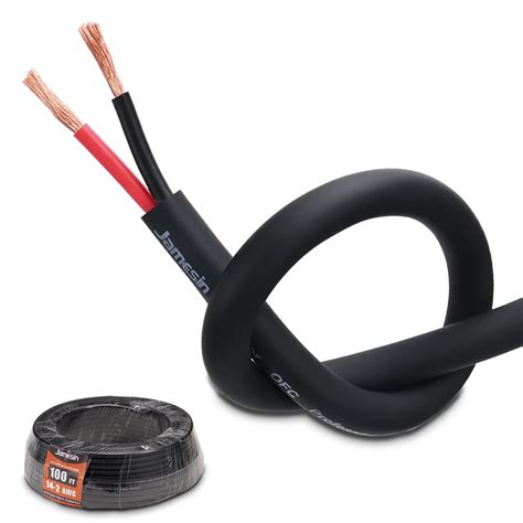 Jamesin 100FT Speaker Wire, 14 AWG/Gauge 2 Conductor Speaker Wire Cable ...