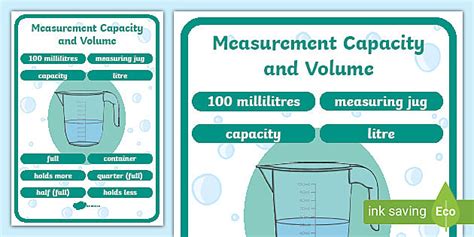 Key Stage 1 Measurement Capacity and Volume Poster - Twinkl