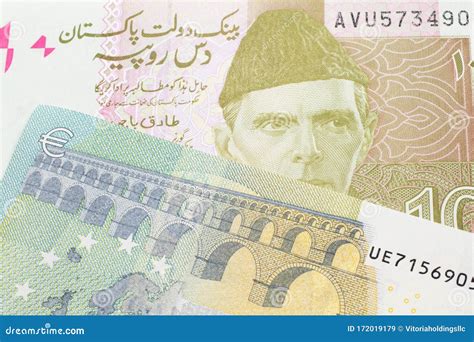 A Pakistani Rupee Note with a Five Euro Bank Note Stock Image - Image ...