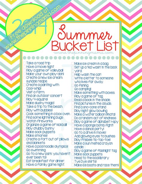 Printable Bucket List Ideas