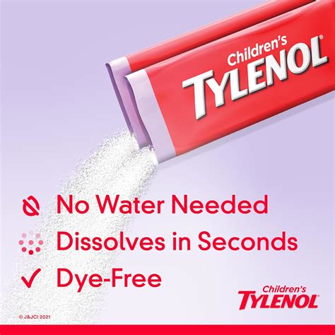 Tylenol – Sobres de 160 miligramos de acetaminofeno en polvo disolvente para niños, sabor a baya ...