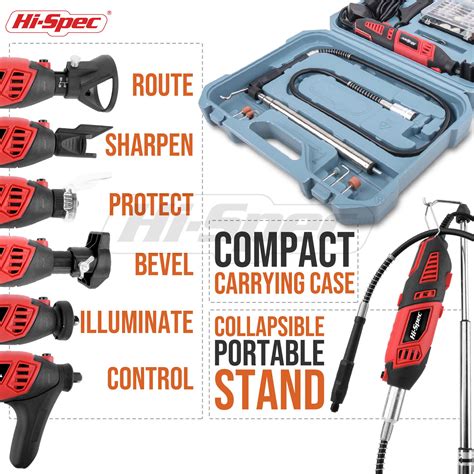 Hi-Spec 134 Piece 160W 1.4A Corded Rotary Power Tool & 8 Attachments ...