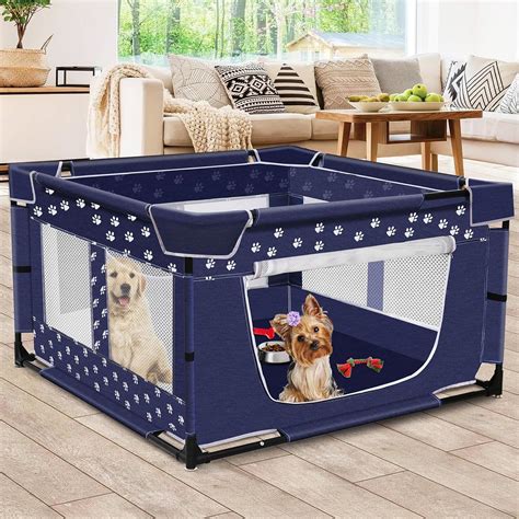 Puppy Playpen, 43.3x43.3 Inch Large Dog Play Pen for Small Pets Cats ...