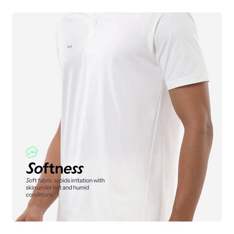 Men Cricket Short Sleeved Polo Tshirt Soft P100 - White